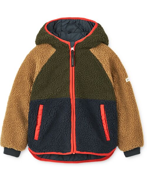 Liewood Piumino Reversibile/Teddy Jackson - Army Brown Mix - 100% Materiale Riciclato Piumini