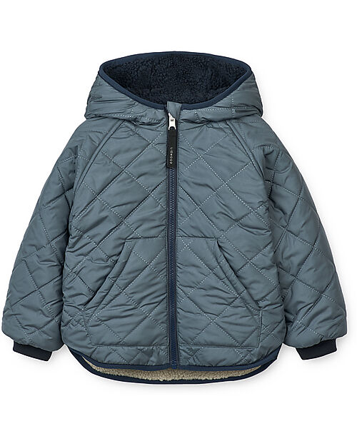 Liewood Piumino Reversibile/Teddy Jackson - Whale Blu Multi Mix - 100% Materiale Riciclato Piumini