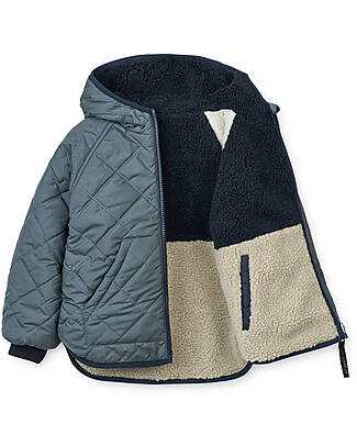 Liewood Piumino Reversibile/Teddy Jackson - Whale Blu Multi Mix - 100% Materiale Riciclato Piumini