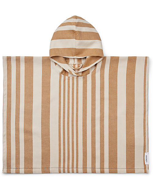 Liewood Poncho Roomie - Righe Caramello / Sabbia - 100% Cotone Bio Accappatoi e Asciugamani