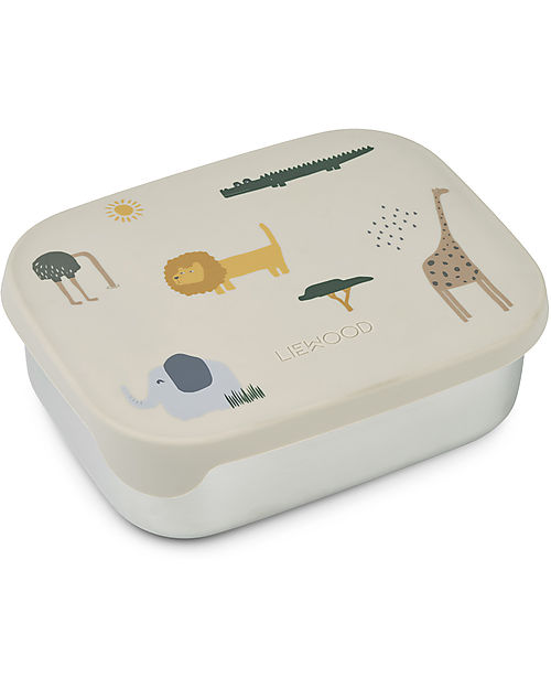Liewood Portapranzo in Silicone e Acciaio Arthur - Sabbia - Safari Porta Merenda