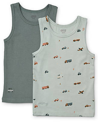 Liewood Set 2 Canotte Faris - Vehicles / Blue fog mix Canotte