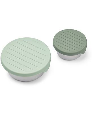 Liewood Set 2 Contenitori Portamerenda Fiby - Dusty Mint e Faune Green Mix Contenitori per Alimenti