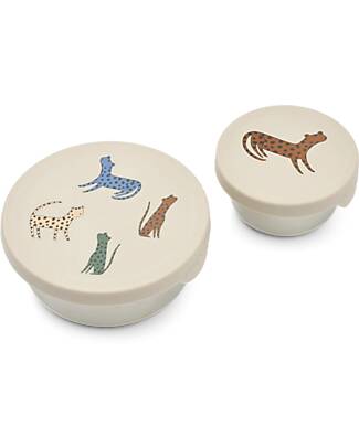 Liewood Set 2 Contenitori Portamerenda Fiby - Sabbia - Leopardi multi mix Porta Merenda