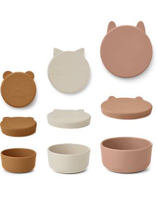 Liewood Set 3 Contenitori Portamerenda Corgan - Rosa - 100% Silicone Porta Merenda