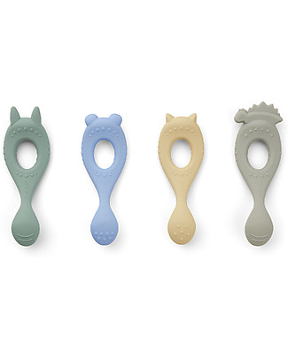 Liewood Set 4 Cucchiai in Silicone Liva - Verde Menta Mix Posate e Bacchette