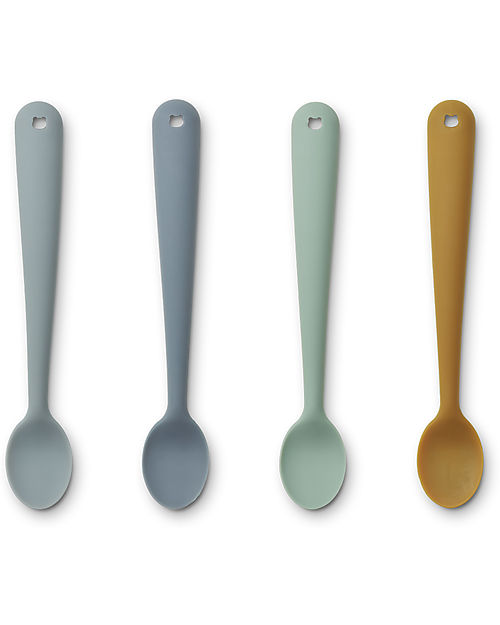 Liewood Set 4 Cucchiai in Silicone Siv - Blu Posate