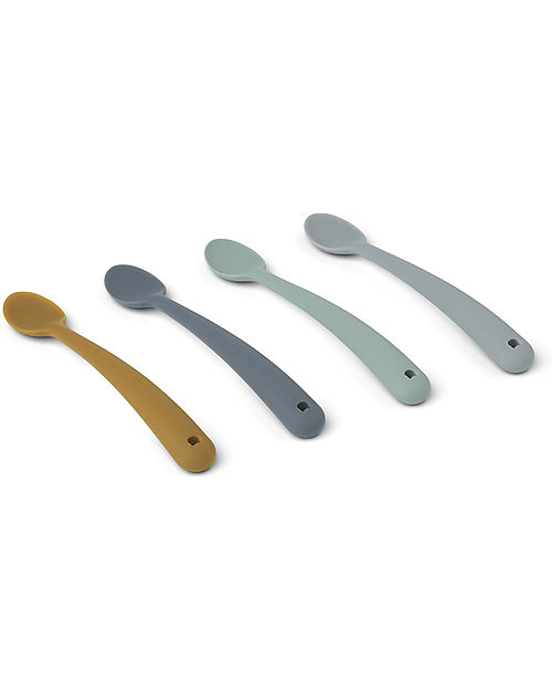 Liewood Set 4 Cucchiai in Silicone Siv - Blu Posate