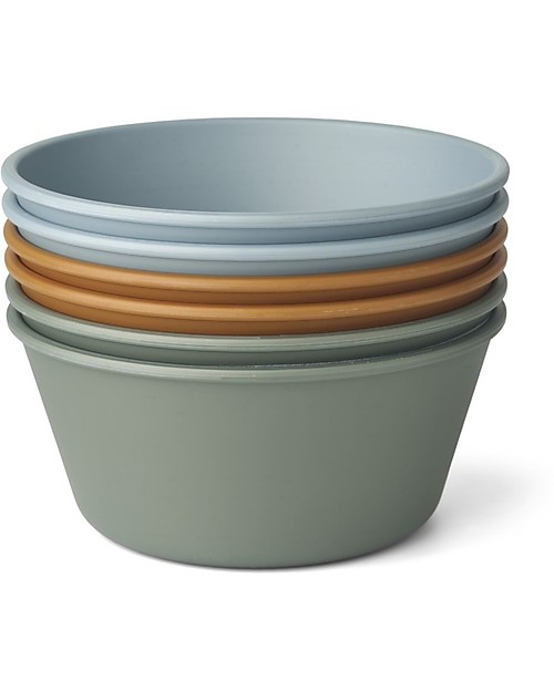 Liewood Set 6 Ciotole Irene - Blu Multi Mix - 6 Pezzi - 100% Biodegradabile! Piatti e Scodelle