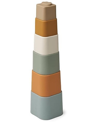 Liewood Set 6 Cubi da Impilare Zuzu - Almond Multi Mix Giochi Montessoriani