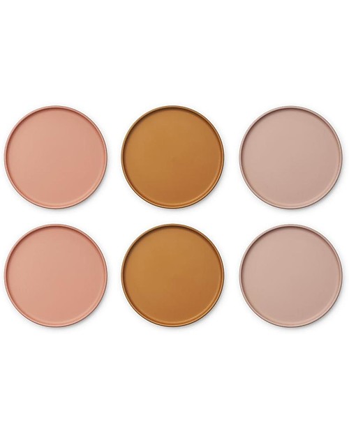 Liewood Set 6 Piatti Logan - Rose Multi Mix - Lavabili e Impilabili Piatti e Scodelle