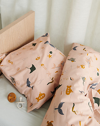 Liewood Set Copri Piumone Carl - 140x200 cm - Sea Creature - Rosa Cipria Copripiumino e Federe