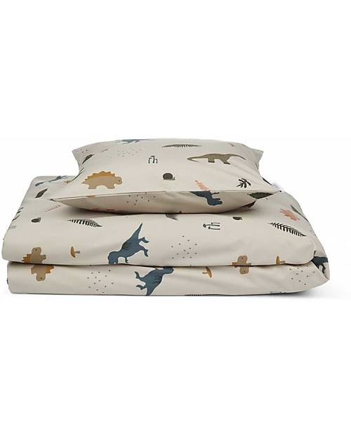 Liewood Set Copri Piumone Carl - 200 x 140 cm - Dino - Sabbia Set Copripiumino