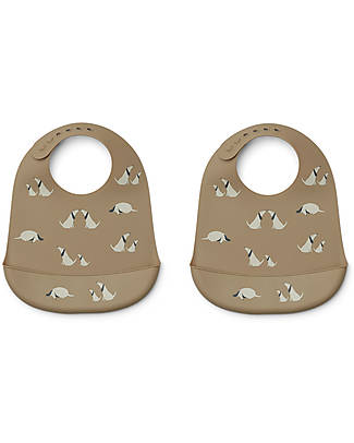 Liewood Set da 2 Bavagli Impermeabili con Tasca Tilda - Cane - Avena - Silicone Bavagli Impermeabili con Tasca