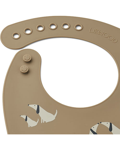 Liewood Set da 2 Bavagli Impermeabili con Tasca Tilda - Cane - Avena - Silicone Bavagli Impermeabili con Tasca