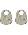 Liewood Set da 2 Bavagli Impermeabili con Tasca Tilda - Natura - Grigio Chiaro - Silicone Bavagli Impermeabili con Tasca