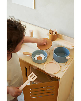 Liewood Set da Cucina in Legno per Bambini Antonio - Blu Multi Mix Cibo Giocattolo