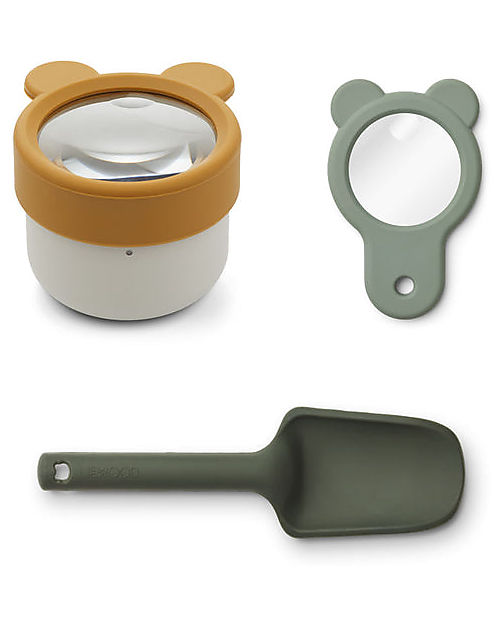 Liewood Set da Esploratore Bessie - Verde Mix - Paletta+Secchiello+Lente Giochi da Giardinaggio