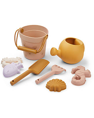 Liewood Set da Spiaggia & Giardino Florence - Conchiglie - Pale Tuscany - 8 Pezzi Giochi da Spiaggia