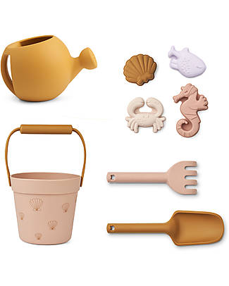 Liewood Set da Spiaggia & Giardino Florence - Conchiglie - Pale Tuscany - 8 Pezzi Giochi da Spiaggia