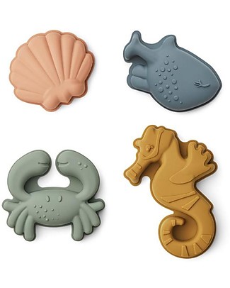 Liewood Set Formine da Spiaggia Gill - Sea Creature/Sandy Mix - 4 Pezzi Giochi da Spiaggia
