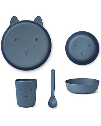 Liewood Set Pappa Brody Junior - Rabbit Stormy - Blu - Set 4 Pezzi - 100% Biodegradabile! Set Pappa