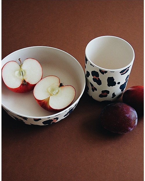 Liewood Set Pappa in Bambù, 4 Pezzi - Leopardato Beige Piatti e Scodelle