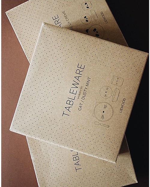 Liewood Set Pappa in Bambù, 4 Pezzi - Leopardato Beige Piatti e Scodelle