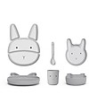 Liewood Set Pappa in Bambù Jules Junior - Coniglio Grigio Piatti e Scodelle
