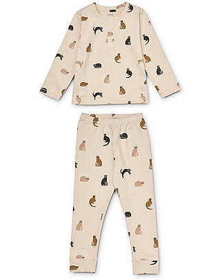Liewood Set Pigiama Wilhelm - Gatto - Apple Blossom - Cotone Organico Pigiami