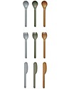 Liewood Set Posate Ryan - Blu Multi Mix - 9 Pezzi - 100% Biodegradabile! Posate