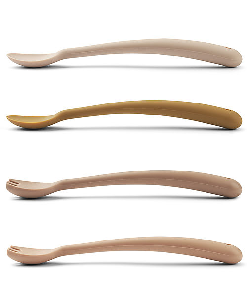 Liewood Set Posate Shea in Silicone - Rosa Mix - 2 Forchette e 2 Cucchiai Posate