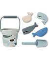 Liewood Set Spiaggia Dante - Balene- Azzurro - Secchiello+Paletta+Formine Giochi da Spiaggia