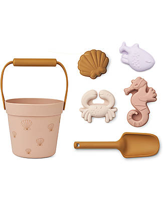 Liewood Set Spiaggia Dante - Conchiglie - Pale Tuscany - Secchiello+Paletta+Formine Accessori per Capelli