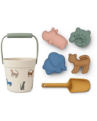Liewood Set Spiaggia Dante - Leopardi Multi Mix - Secchiello+Paletta+Formine Giochi da Spiaggia