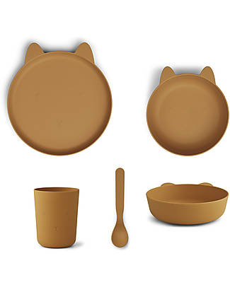 Liewood Set Stoviglie Paul - Coniglietto - Mostarda - 100% PLA biodegradabile Set Pappa