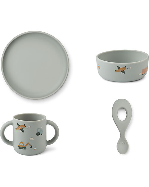 Liewood Set Stoviglie Vivi - Veicoli - Sabbia - 100% Silicone Set Pappa