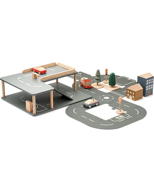 Liewood Set Village Road - Rosso Multi Mix - Legno di Faggio - 11 Pezzi Macchine e Trenini  in Legno