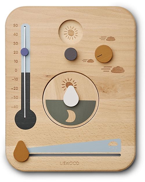 Liewood Stazione Meteo Piet - da Appendere al Muro - Eden Multi mix - in Legno di Faggio Attrezzi in Legno