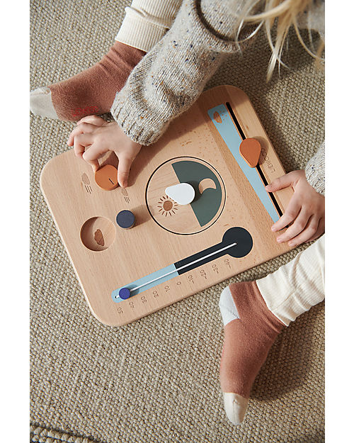 Liewood Stazione Meteo Piet - da Appendere al Muro - Eden Multi mix - in Legno di Faggio Attrezzi in Legno