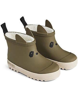 Liewood Stivaletti Pioggia Termici Jesse - Khaki/Sandy Mix - Gomma Naturale Foderata in Pelliccia Ecologica Stivali Pioggia