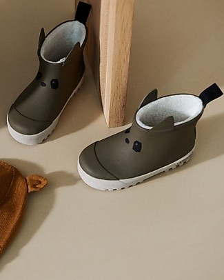 Liewood Stivaletti Pioggia Termici Jesse - Khaki/Sandy Mix - Gomma Naturale Foderata in Pelliccia Ecologica Stivali Pioggia