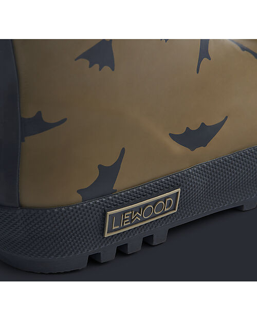 Liewood Stivaletti Pioggia Termici Jesse - Pipistrelli/Khaki - Gomma Naturale Foderata in Pelliccia Ecologica Stivali Pioggia