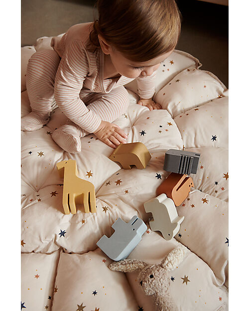 Liewood Tappeto Gioco Imbottito e Baby Nest 2 in 1 - Star Bright/Sabbia - 100% Cotone Bio Tappeti Gioco Imbottiti