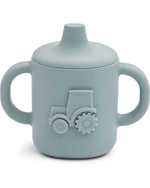 Liewood Tazza Sippy con Beccuccio e Manici Amelio - Blu Nebbia - Veicoli - 160 ml - 100% Silicone Tazze