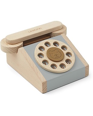Liewood Telefono Classico Giocattolo Selma - Blu Fog Multi Mix - 100% Legno di Faggio Attrezzi in Legno