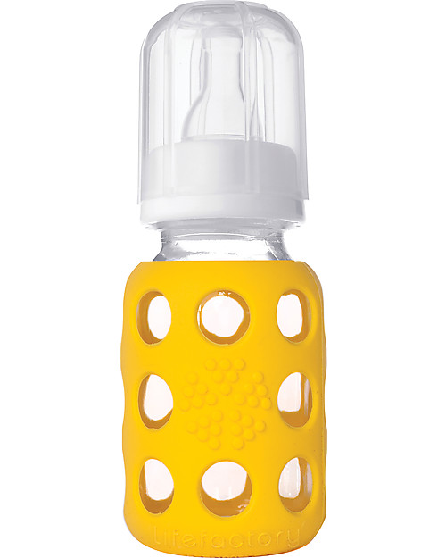 Lifefactory Biberon in Vetro e Silicone 120ml - Giallo Accessori Biberon