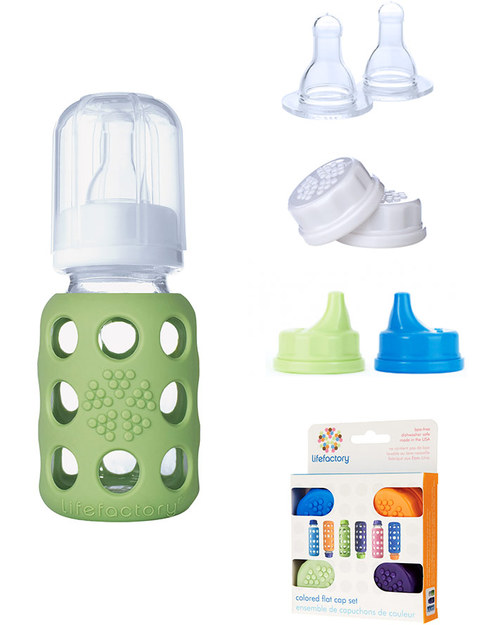 Lifefactory Biberon in Vetro e Silicone 120ml - Giallo Accessori Biberon