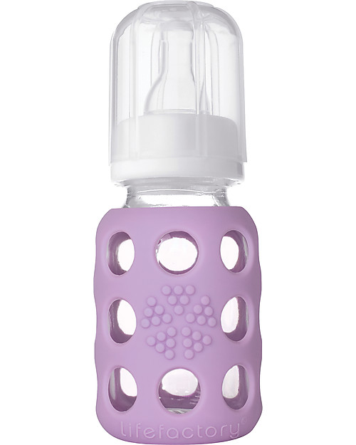 Lifefactory Biberon in Vetro e Silicone 120ml - Lilac Accessori Biberon