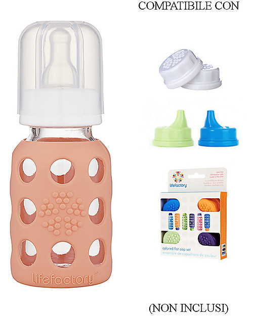 Lifefactory Biberon in Vetro e Silicone 120ml - Melone Accessori Biberon